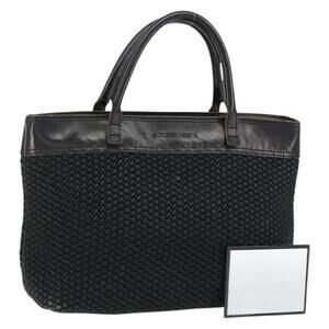 BOTTEGA VENETA Hand Bag Canvas Black Auth 155219